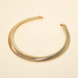 Bold Ribbed Metal Choker Necklace