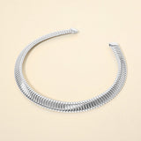 Bold Ribbed Metal Choker Necklace