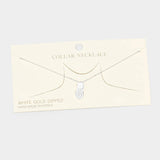 White Gold Dipped Metal Pineapple Pendant Collar Necklace
