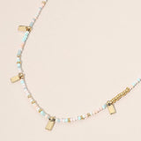 Rectangular Charm Beaded Choker Necklace