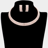 3 Rows Rhinestone Open Choker Necklace
