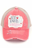 C.C DISTRESSED TOP KNOTS AND COFFEE PATCH PONYCAP