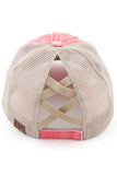 C.C Women's Distressed Aloha Beaches Patch Ponytail Cap
