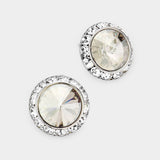 Women's Rivoli Cut Genuine Crystal Round Stud Earrings