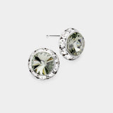 Women's Rivoli Cut Genuine Crystal Round Stud Earrings