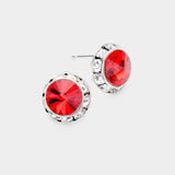 Women's Rivoli Cut Genuine Crystal Round Stud Earrings