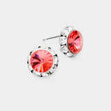Women's Rivoli Cut Genuine Crystal Round Stud Earrings