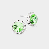 Women's Rivoli Cut Genuine Crystal Round Stud Earrings