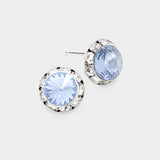 Women's Rivoli Cut Genuine Crystal Round Stud Earrings