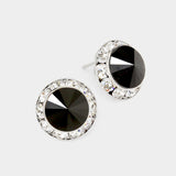 Women's Rivoli Cut Genuine Crystal Round Stud Earrings