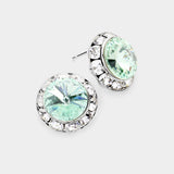 Women's Rivoli Cut Genuine Crystal Round Stud Earrings