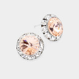 Women's Rivoli Cut Genuine Crystal Round Stud Earrings