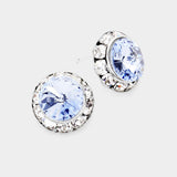 Women's Rivoli Cut Genuine Crystal Round Stud Earrings