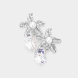 Crystal Cubic Zirconia Drop Starfish Earrings
