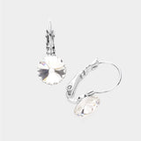 Women's Genuine Round Crystal Lever Back Earrings