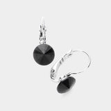 Women's Genuine Round Crystal Lever Back Earrings