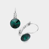 Women's Genuine Round Crystal Lever Back Earrings