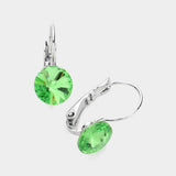 Women's Genuine Round Crystal Lever Back Earrings