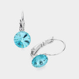 Women's Genuine Round Crystal Lever Back Earrings