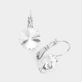 Women's Genuine Round Crystal Lever Back Earrings