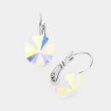Women's Genuine Round Crystal Lever Back Earrings