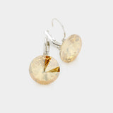 Women's Genuine Round Crystal Lever Back Earrings