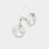 Women's Genuine Round Crystal Lever Back Earrings