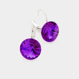 Women's Genuine Round Crystal Lever Back Earrings