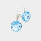 Women's Genuine Round Crystal Lever Back Earrings