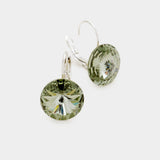 Women's Genuine Round Crystal Lever Back Earrings