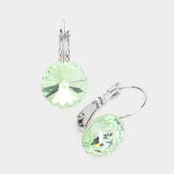 Women's Genuine Round Crystal Lever Back Earrings