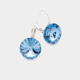 Women's Genuine Round Crystal Lever Back Earrings
