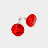 Women's Genuine Round Crystal Lever Back Earrings