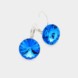 Women's Genuine Round Crystal Lever Back Earrings