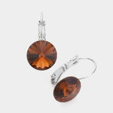 Women's Genuine Round Crystal Lever Back Earrings