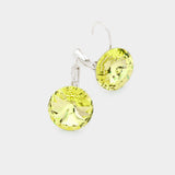 Women's Genuine Round Crystal Lever Back Earrings