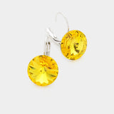 Women's Genuine Round Crystal Lever Back Earrings