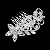 Marquise Stone Cluster Rhinestone Pave Floral Hair Comb