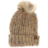 Confetti Mohair Ribbed Fur Pom C.C Beanie