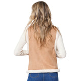 Faux Suede Sherpa Vest with Front Pockets