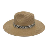 Pearl Embellished Aztec Band Panama Sun Hat