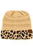 C.C Leopard Cuff Ribbed Beanie