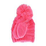 BABY Solid Knit Pom C.C Beanie with Mitten SET