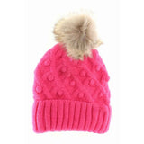 KIDS Bobble Knit Faux Fur Pom C.C Beanie
