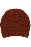 C.C Women's Ribbed Knit Solid Color Beanie