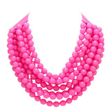 Women's Chunky Multi-Strand Beaded Statement Necklace with Magnetic Clasp