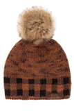 C.C Heather Chuck Beanie with Check Pattern Band
