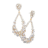 Women's Crystal Bubble Cluster Teardrop Evening Dangle Earrings
