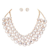 Crystal Pave Trim Round Evening Necklace Earring Set