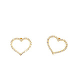 Gold Dipped CZ Stone Paved Open Heart Stud Earrings